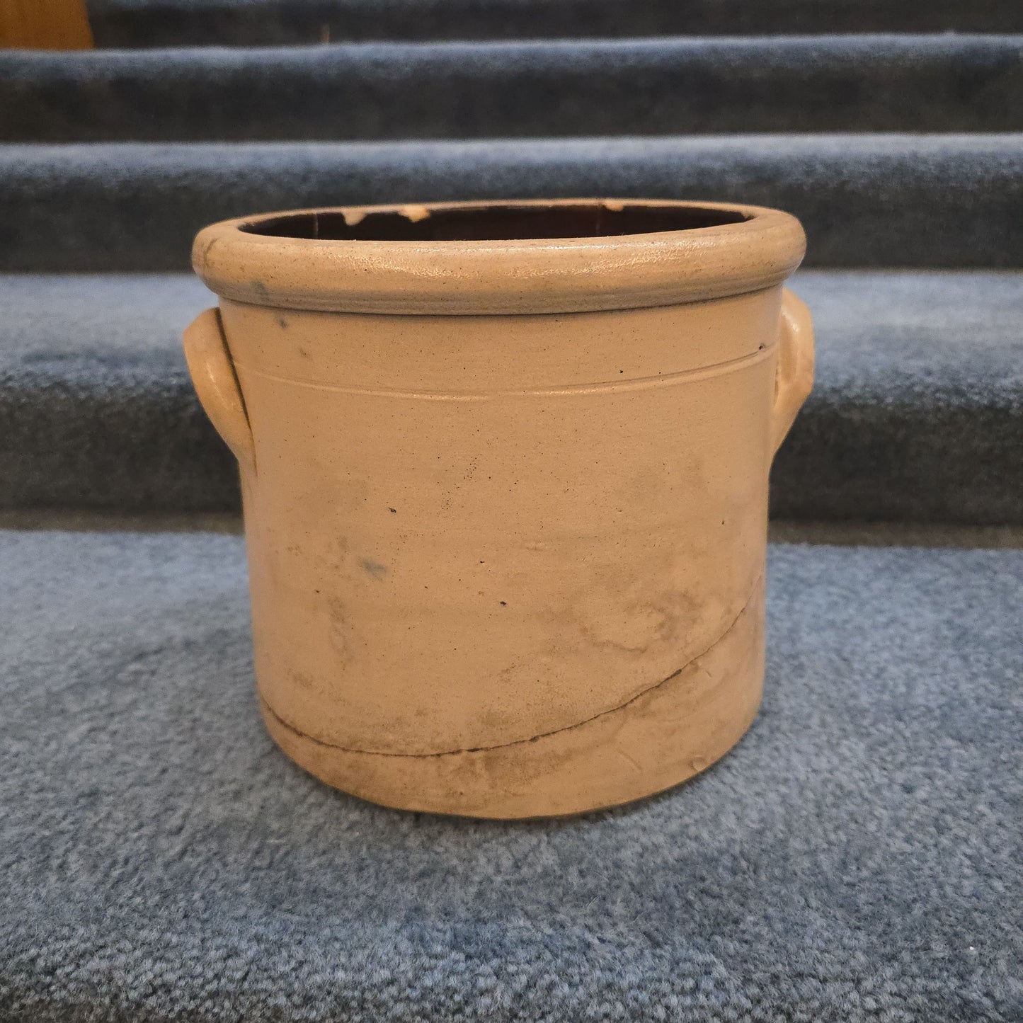 Antique F.B. Norton & Co. Worcester, Massachusetts Stoneware Crock with Cobalt Decoration, Note Damage