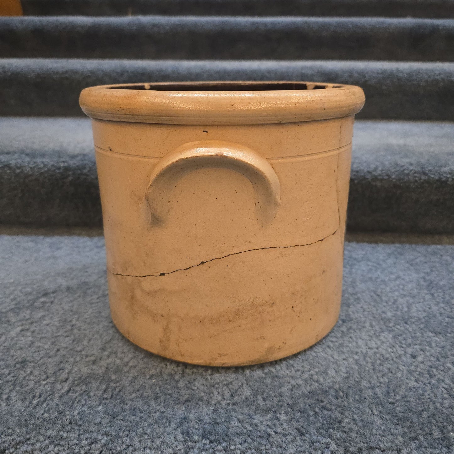 Antique F.B. Norton & Co. Worcester, Massachusetts Stoneware Crock with Cobalt Decoration, Note Damage