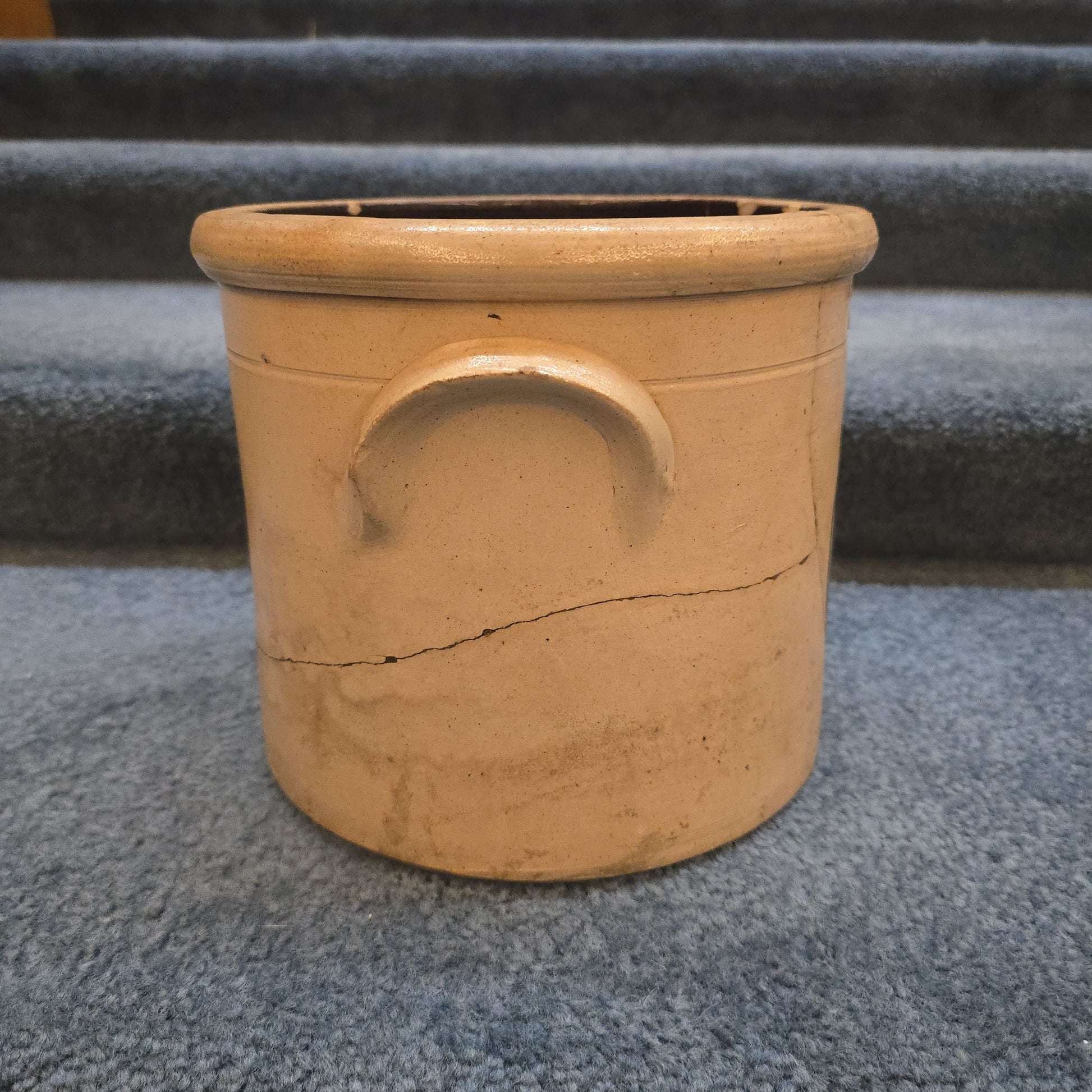 Antique F.B. Norton & Co. Worcester, Massachusetts Stoneware Crock with Cobalt Decoration, Note Damage