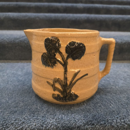 Antique Stoneware Pitcher with Floral Decoration