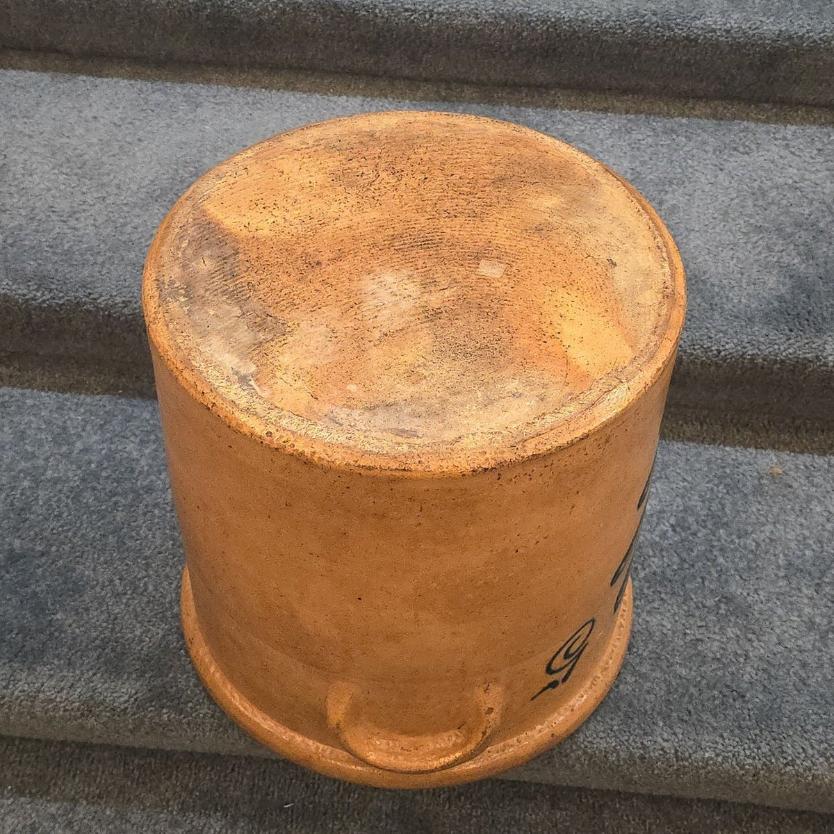 Antique T. Harrington, Lyons, New York Five-Gallon Stoneware Crock with Cobalt Fern Decoration, Note Damage