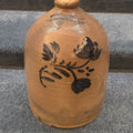 Lot 098 - Antique J. Allen, Woonsocket, Rhode Island Two-Gallon Stoneware Jug with Cobalt Floral Decoration, Note Damage, 8-3/4" L x 12-1/2" H