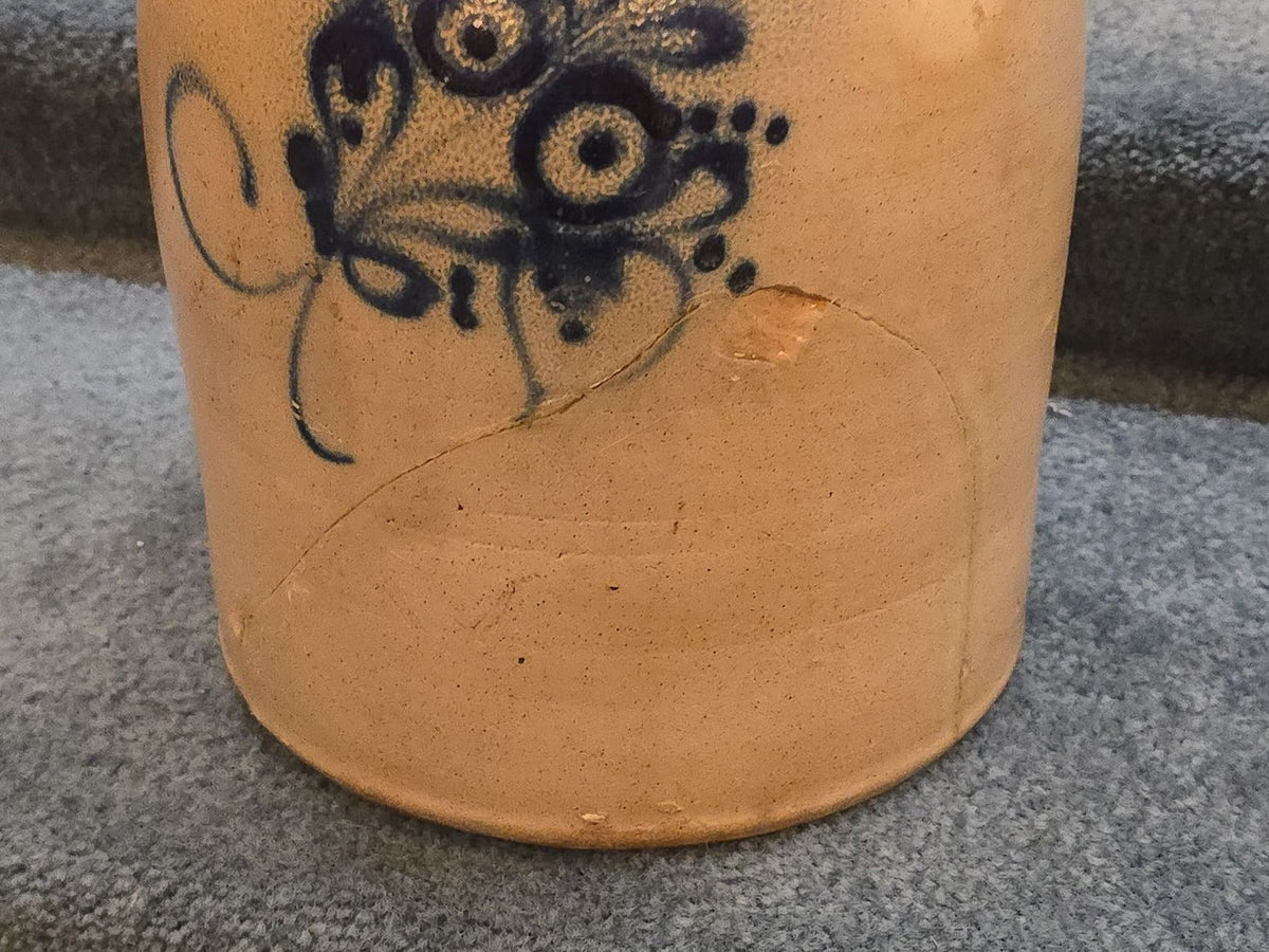 Antique J. & E. Norton, Bennington, Vermont Two-Gallon Stoneware Jug with Cobalt Floral Decoration, Note Damage
