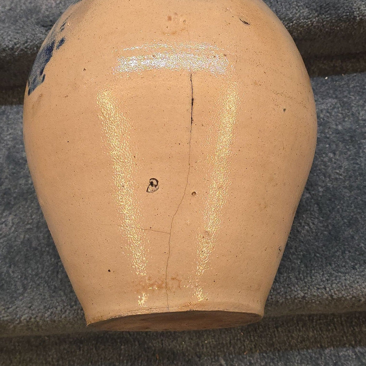 Antique Goodwin & Webster, Hartford, Connecticut Stoneware Ovoid Jar with Cobalt Floral Decoration, Note Damage