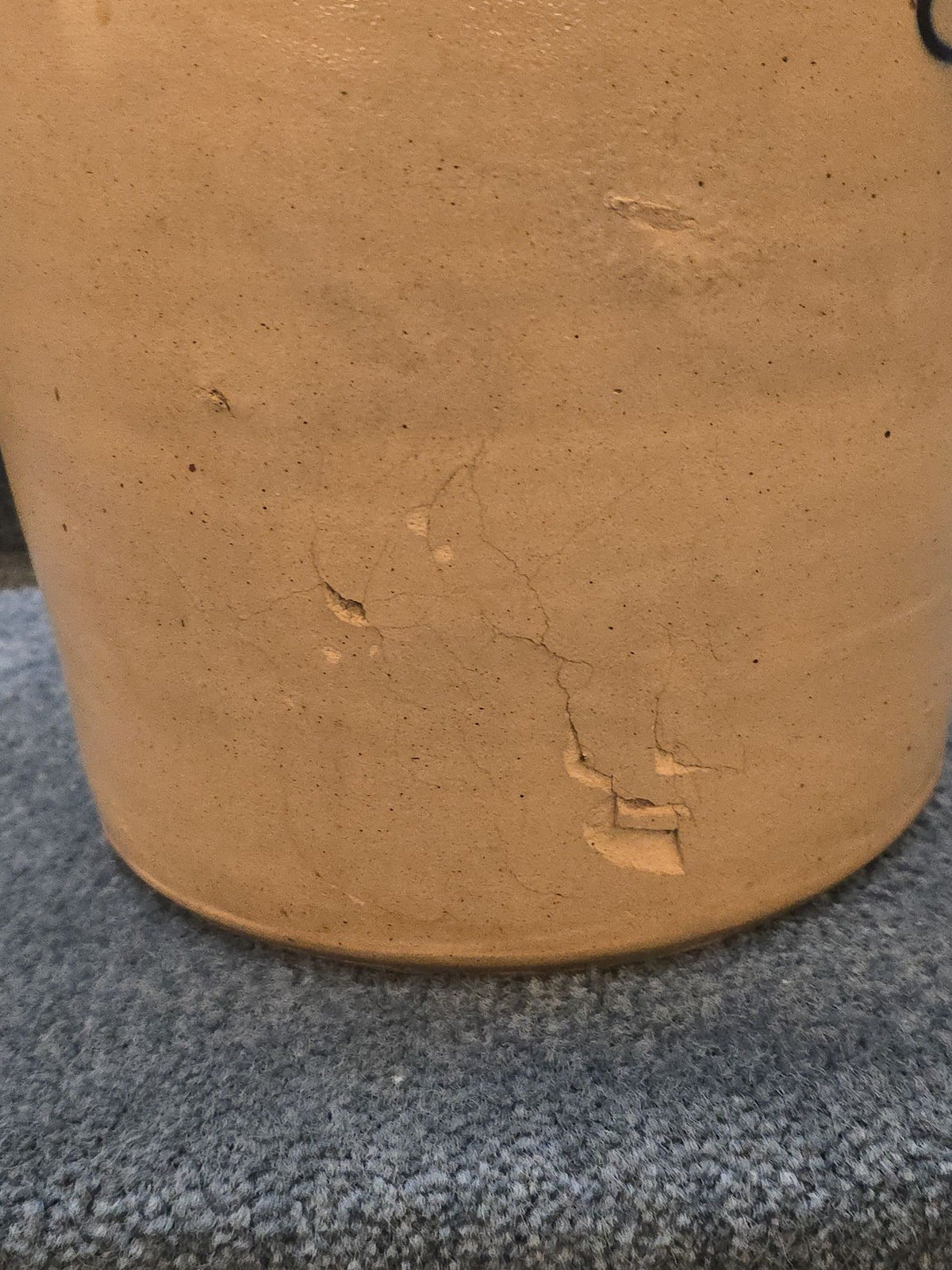 Antique J. & E. Norton, Bennington, Vermont Two-Gallon Stoneware Jug with Cobalt Floral Decoration, Note Damage