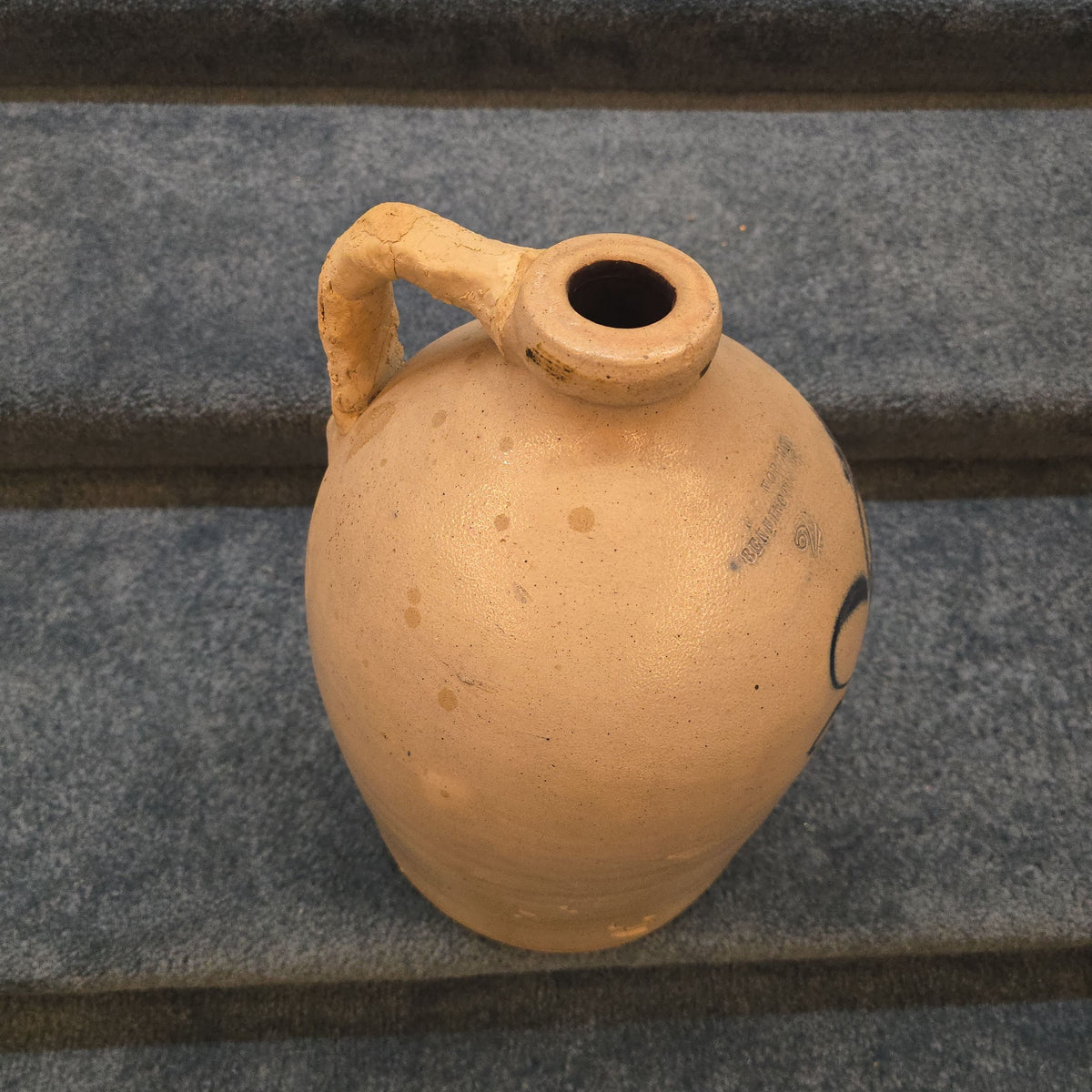 Antique J. & E. Norton, Bennington, Vermont Two-Gallon Stoneware Jug with Cobalt Floral Decoration, Note Damage