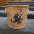 Lot 097 - Antique F.B. Norton & Co., Worcester, Massachusetts Two-Gallon Stoneware Crock with Cobalt Floral Decoration, Note Damage, 10-1/2" L x 8-3/4" H