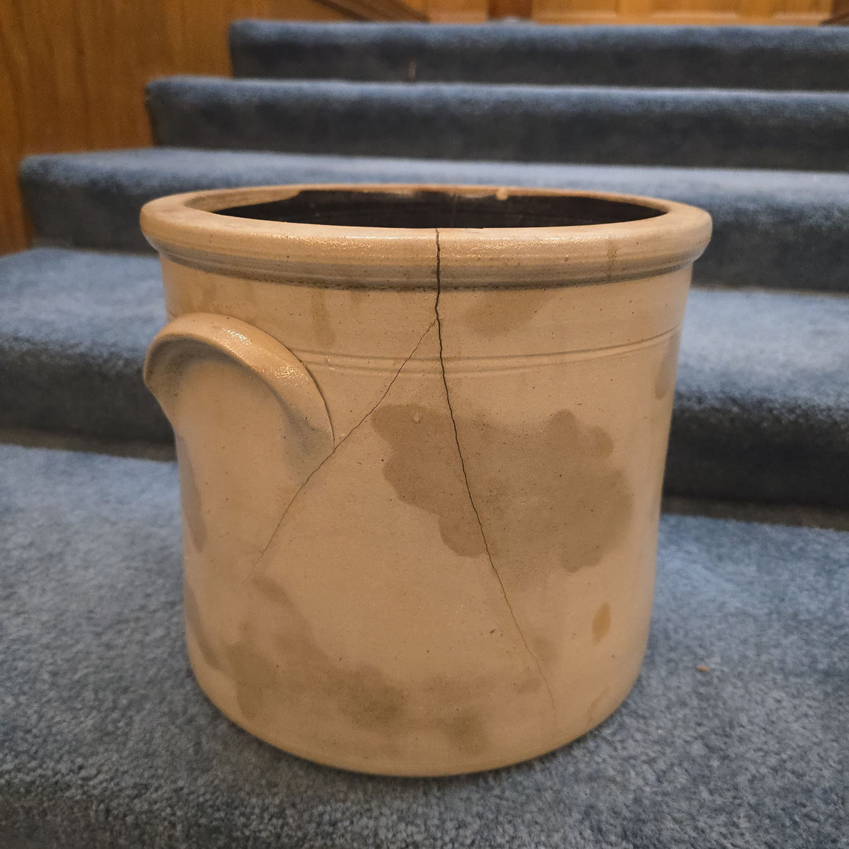 Antique F.B. Norton & Co., Worcester, Massachusetts Two-Gallon Stoneware Crock with Cobalt Floral Decoration, Note Damage