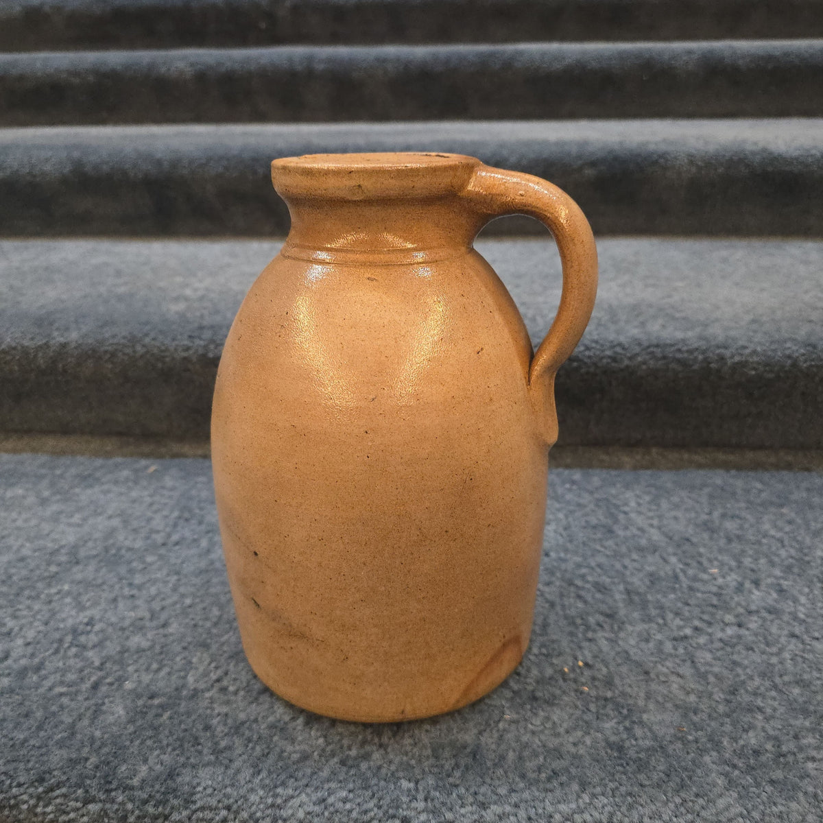 Trio of Antique Stoneware Pieces including an Incised Jar, Small Pitcher, and Bottle, Note Damage