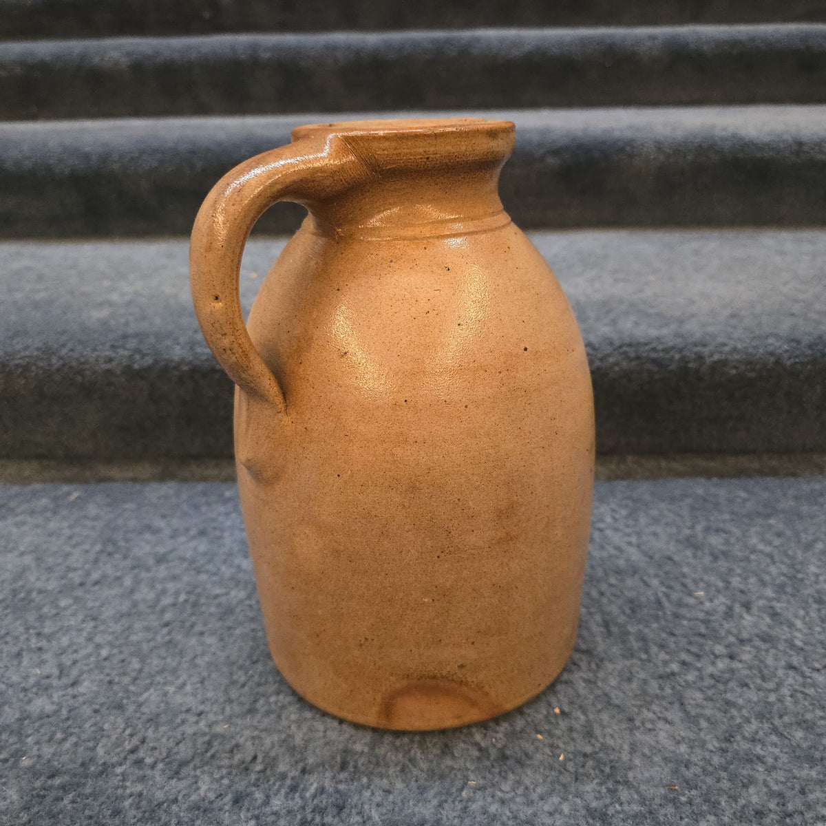 Trio of Antique Stoneware Pieces including an Incised Jar, Small Pitcher, and Bottle, Note Damage