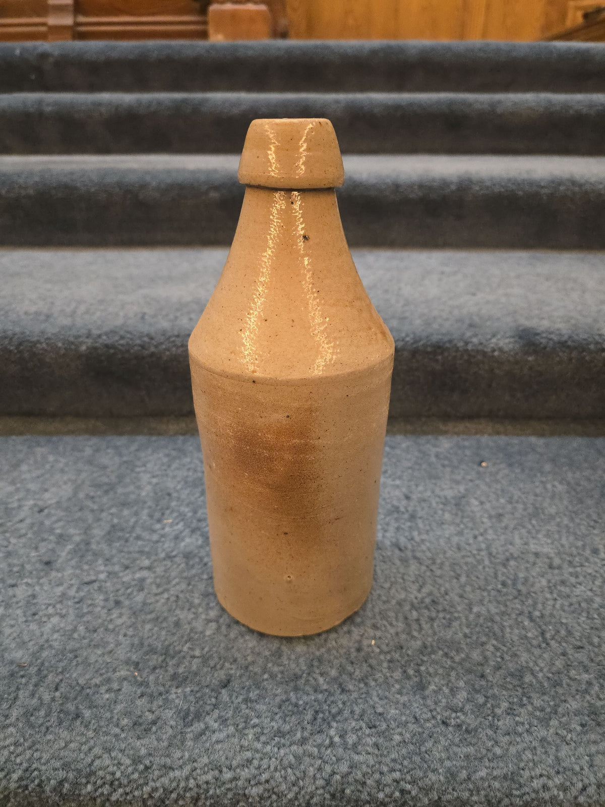 Trio of Antique Stoneware Pieces including an Incised Jar, Small Pitcher, and Bottle, Note Damage