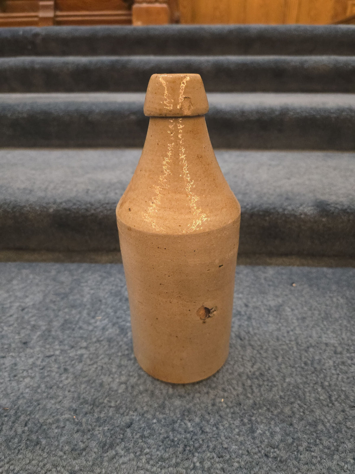 Trio of Antique Stoneware Pieces including an Incised Jar, Small Pitcher, and Bottle, Note Damage