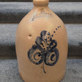 Lot 103 - Antique P.W. Dudley & Co., Whitinsville, Massachusetts Two-Gallon Stoneware Jug with Cobalt Floral Decoration, Note Damage, 8-3/4" L x 13-1/4" H