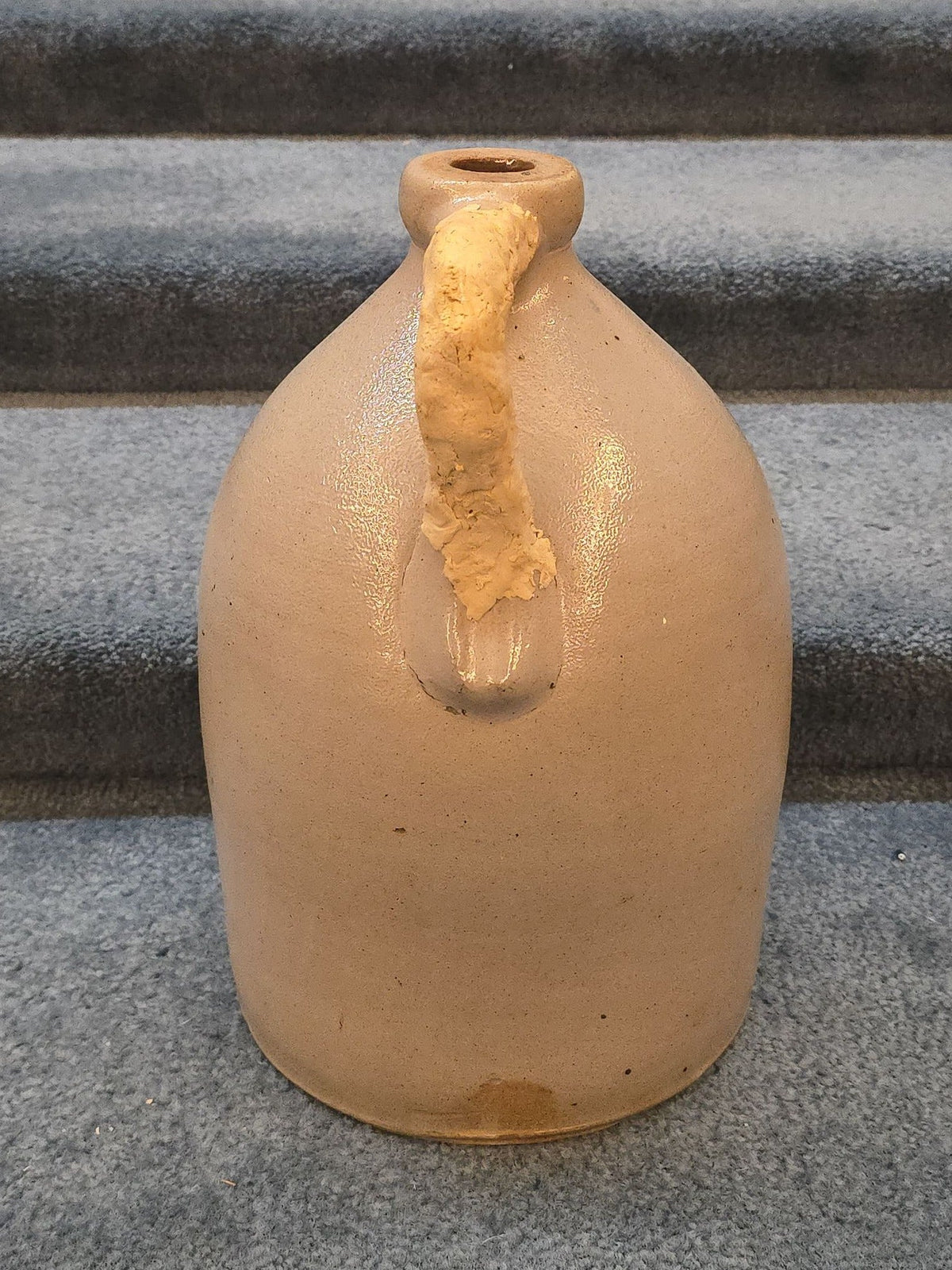 Antique P.W. Dudley & Co., Whitinsville, Massachusetts Two-Gallon Stoneware Jug with Cobalt Floral Decoration, Note Damage
