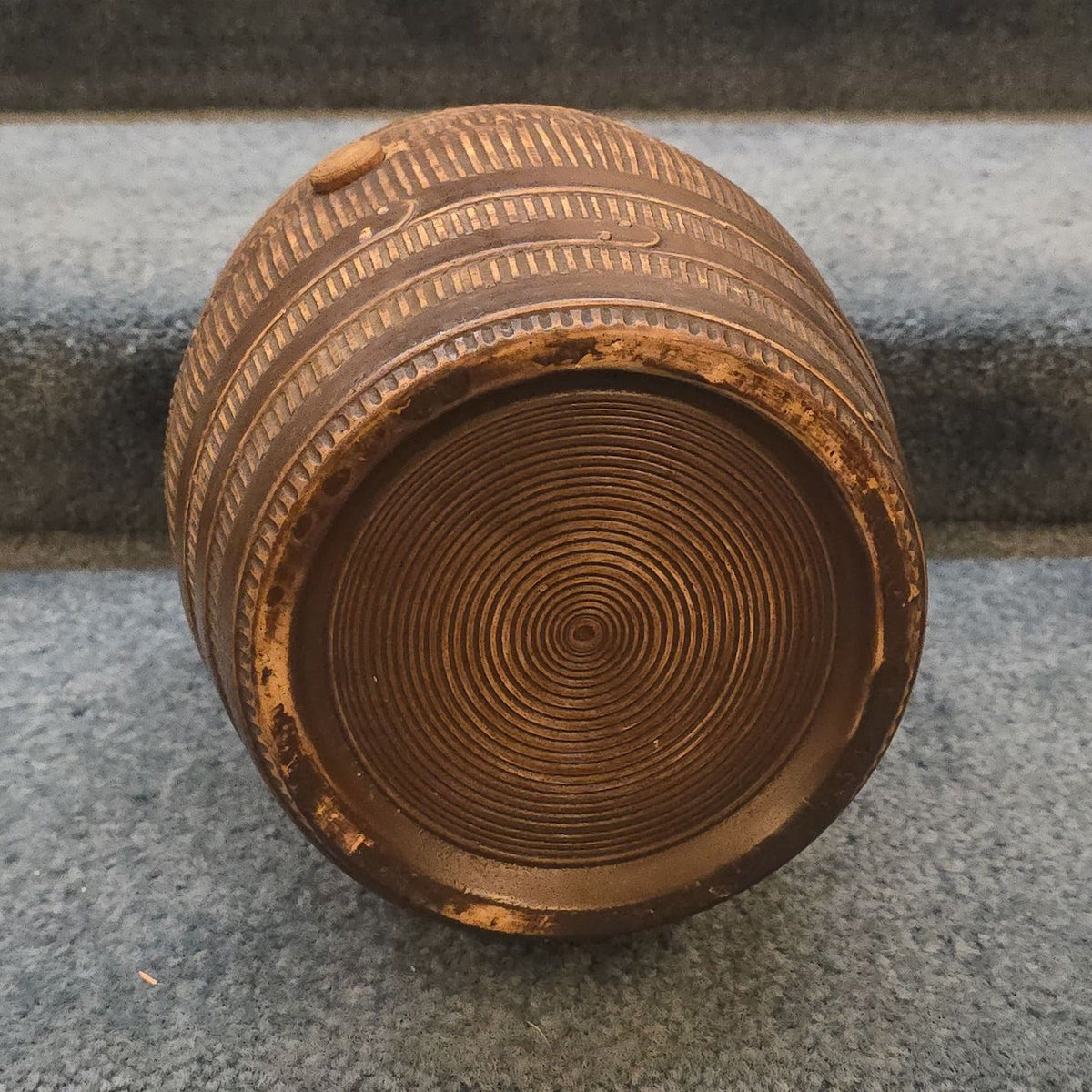 Antique Stoneware Barrel-Form Vessel with Cork Bung