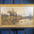 Lot 005 - Antique Oil Painting on Canvas, "Near Streatley on Thames" By J. Horace Hooper (British 1851-1906), Signed, 48" W x 29-3/4" H