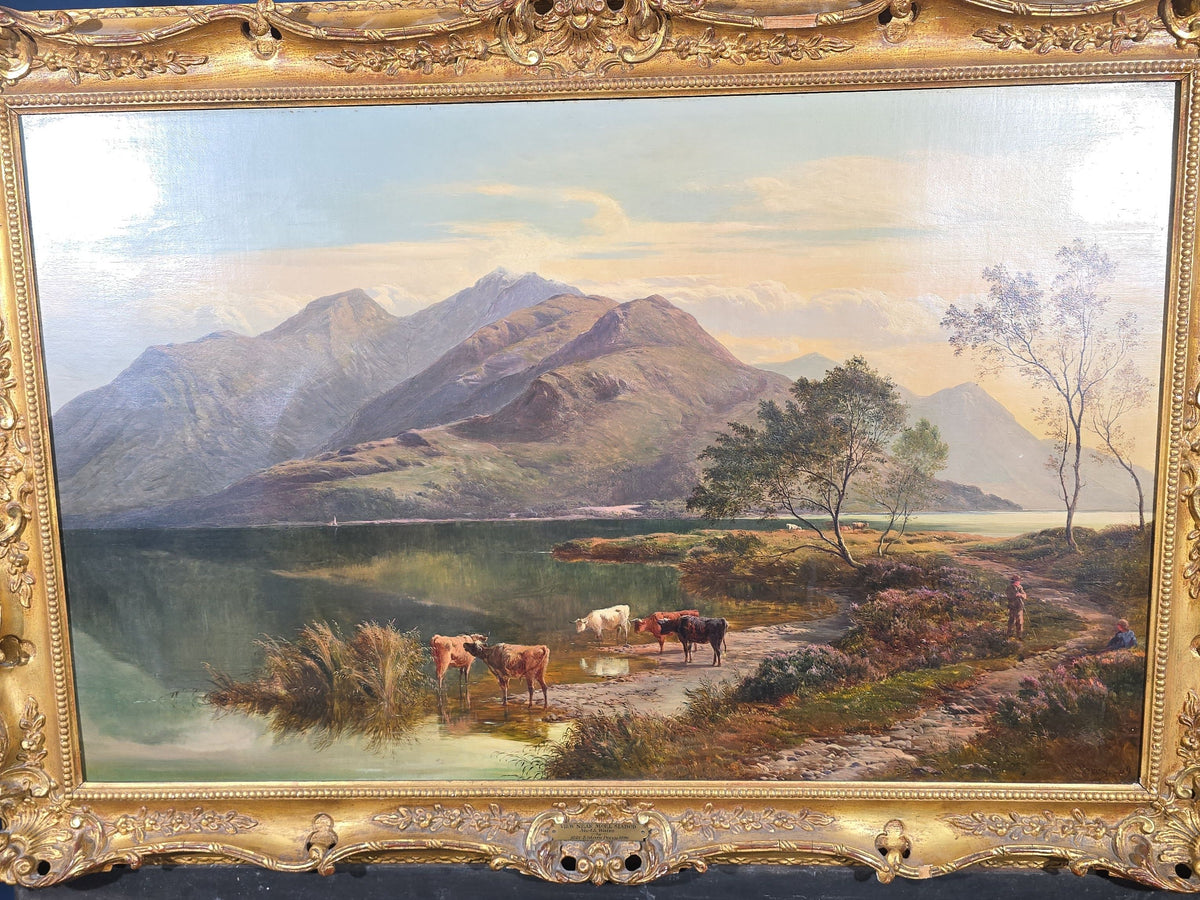 Antique Oil Painting on Canvas, "View Near Moel Siabod, North Wales" by Sidney Percy (British, 1821-1886), Signed and Dated 1869