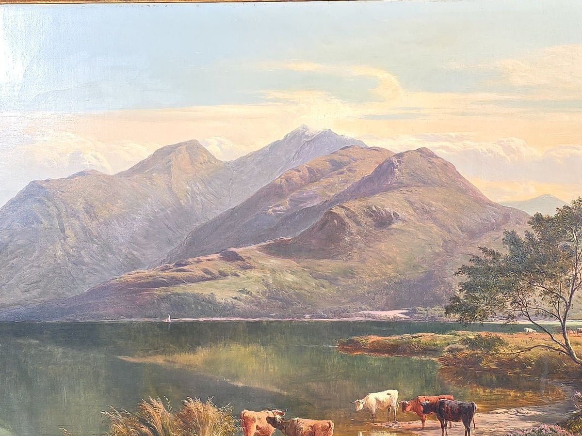 Antique Oil Painting on Canvas, "View Near Moel Siabod, North Wales" by Sidney Percy (British, 1821-1886), Signed and Dated 1869