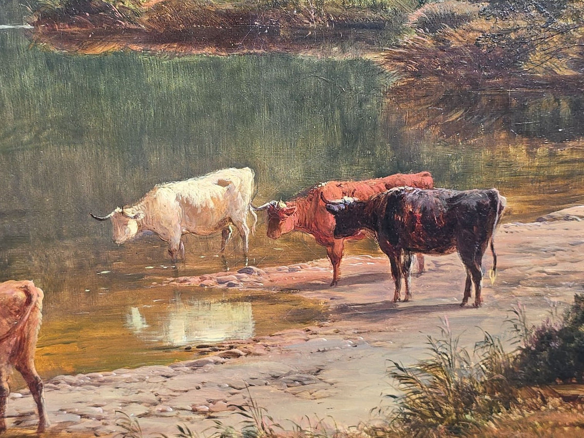 Antique Oil Painting on Canvas, "View Near Moel Siabod, North Wales" by Sidney Percy (British, 1821-1886), Signed and Dated 1869