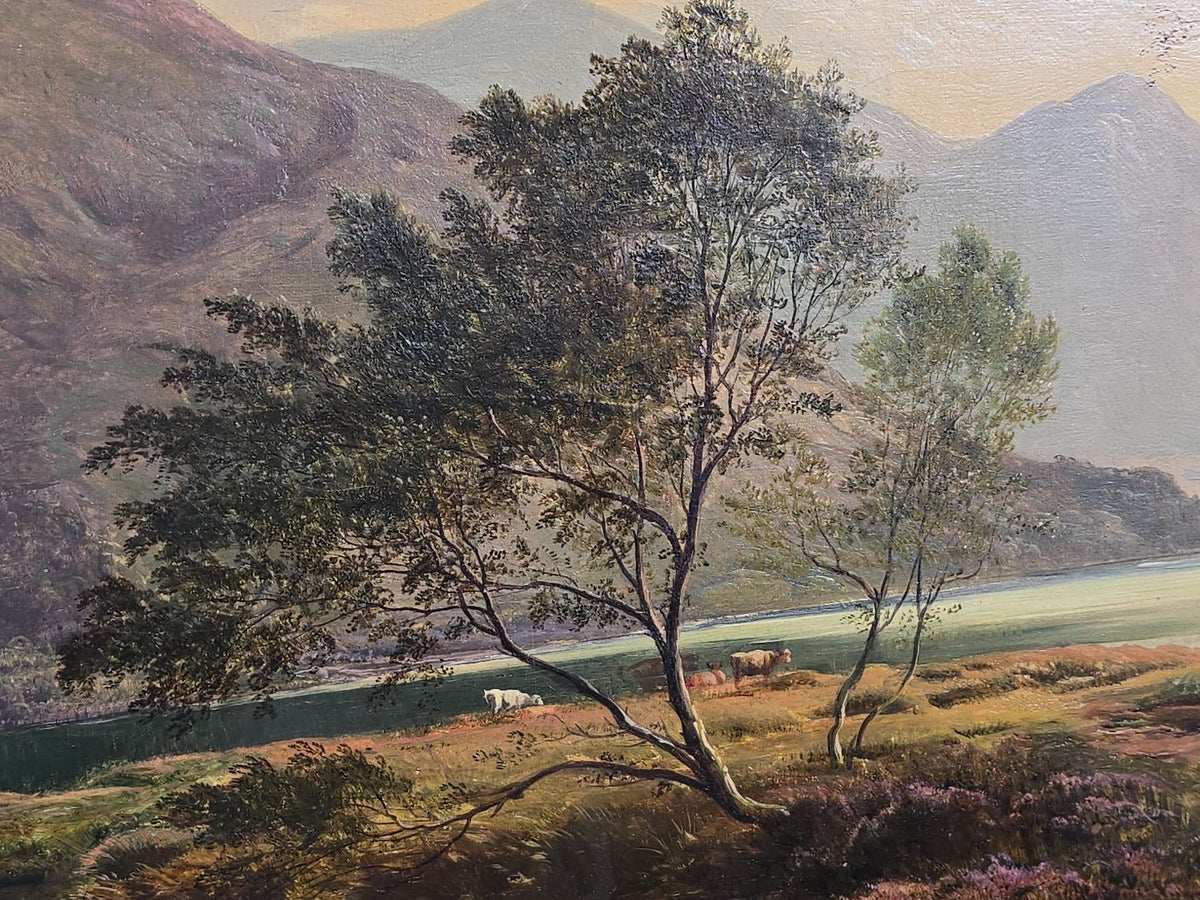 Antique Oil Painting on Canvas, "View Near Moel Siabod, North Wales" by Sidney Percy (British, 1821-1886), Signed and Dated 1869