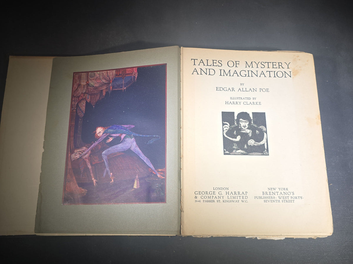"Tales of Mystery and Imagination" Antique Illustrated Book by Edgar Allan Poe, Illustrated by Harry Clarke, Published by Brentano's, New York