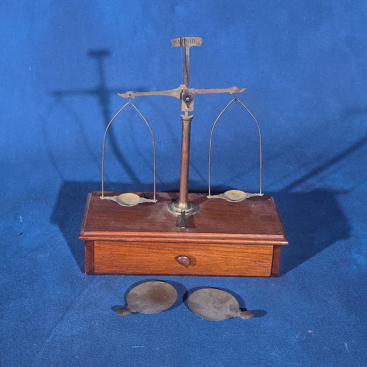 Antique Apothecary Balance Scale with Weights, Manufactured by Henry Troemner, Philadelphia, Pennsylvania