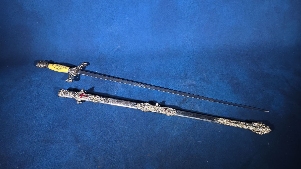 Antique Knights Templar Masonic Sword with Scabbard, Named to J. MacDonald, Manufactured by The M.C. Lilley & Co., Columbus, Ohio