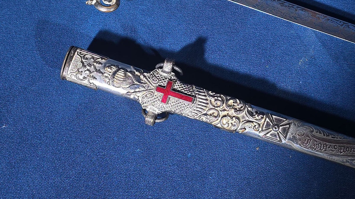 Antique Knights Templar Masonic Sword with Scabbard, Named to J. MacDonald, Manufactured by The M.C. Lilley & Co., Columbus, Ohio
