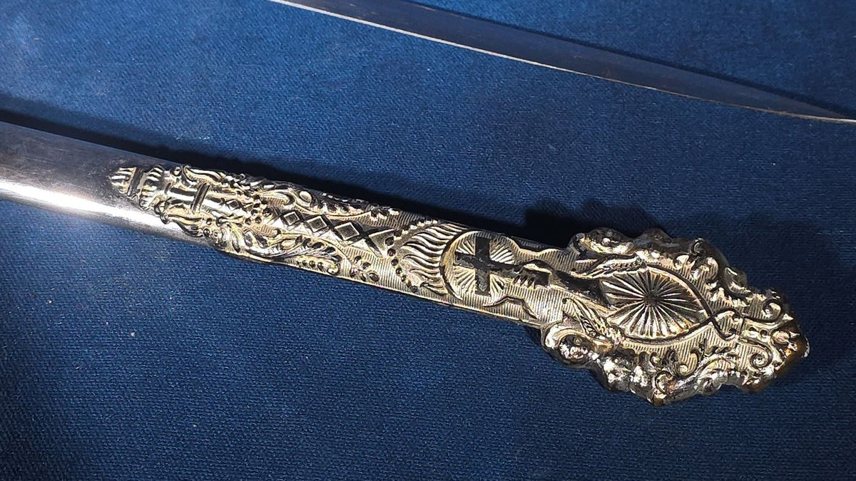 Antique Knights Templar Masonic Sword with Scabbard, Named to J. MacDonald, Manufactured by The M.C. Lilley & Co., Columbus, Ohio