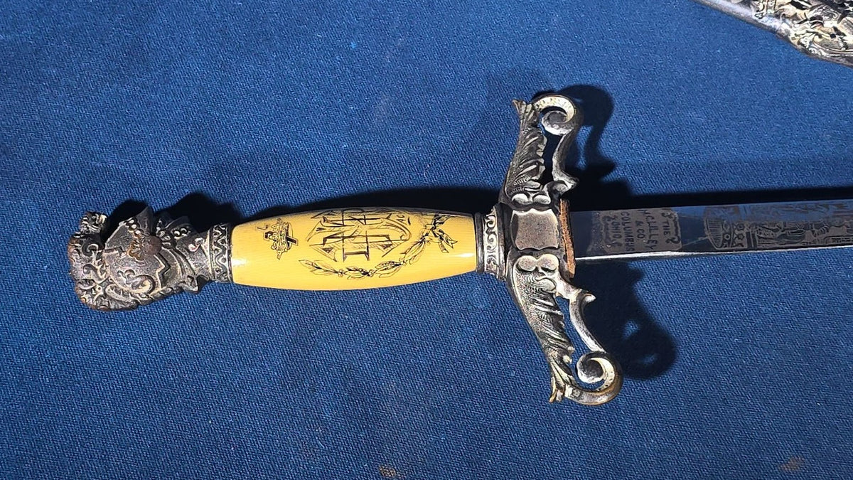 Antique Knights Templar Masonic Sword with Scabbard, Named to J. MacDonald, Manufactured by The M.C. Lilley & Co., Columbus, Ohio