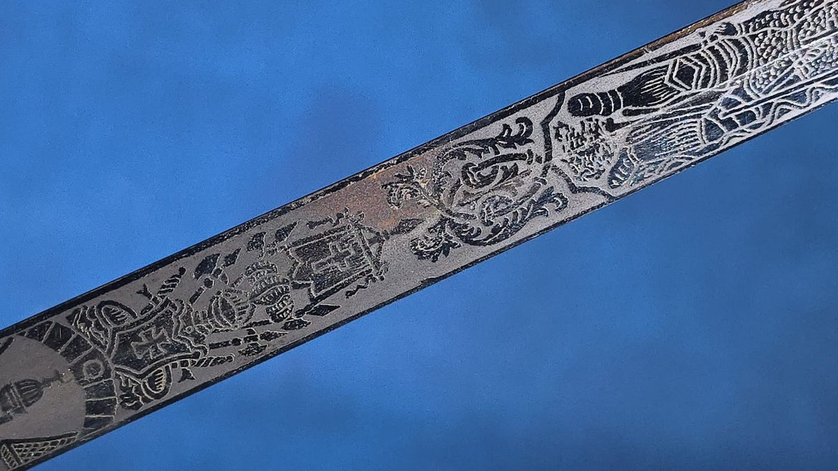 Antique Knights Templar Masonic Sword with Scabbard, Named to J. MacDonald, Manufactured by The M.C. Lilley & Co., Columbus, Ohio