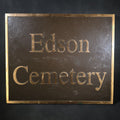 Lot 001 - Vintage Bronze "Edson Cemetery" Sign from Lowell, Massachusetts, Burial Place of Jack Kerouac, 18" W x 15" H