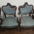 Lot 001 - Pair Carved Green Chairs