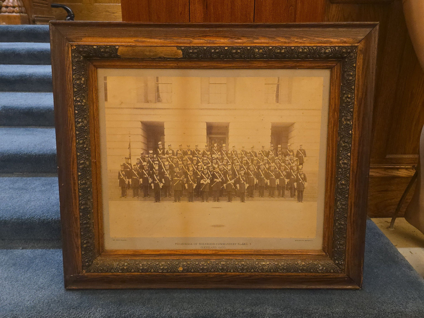 Lot 001 - Antique Framed Knights Templar Photograph, Pilgrimage of Holyrood Commandery No. 32 K.T., Cleveland, Ohio, Photographed by Geo. Prince, Washington, D.C., 29-1/2" W x 25-3/4" H (1)