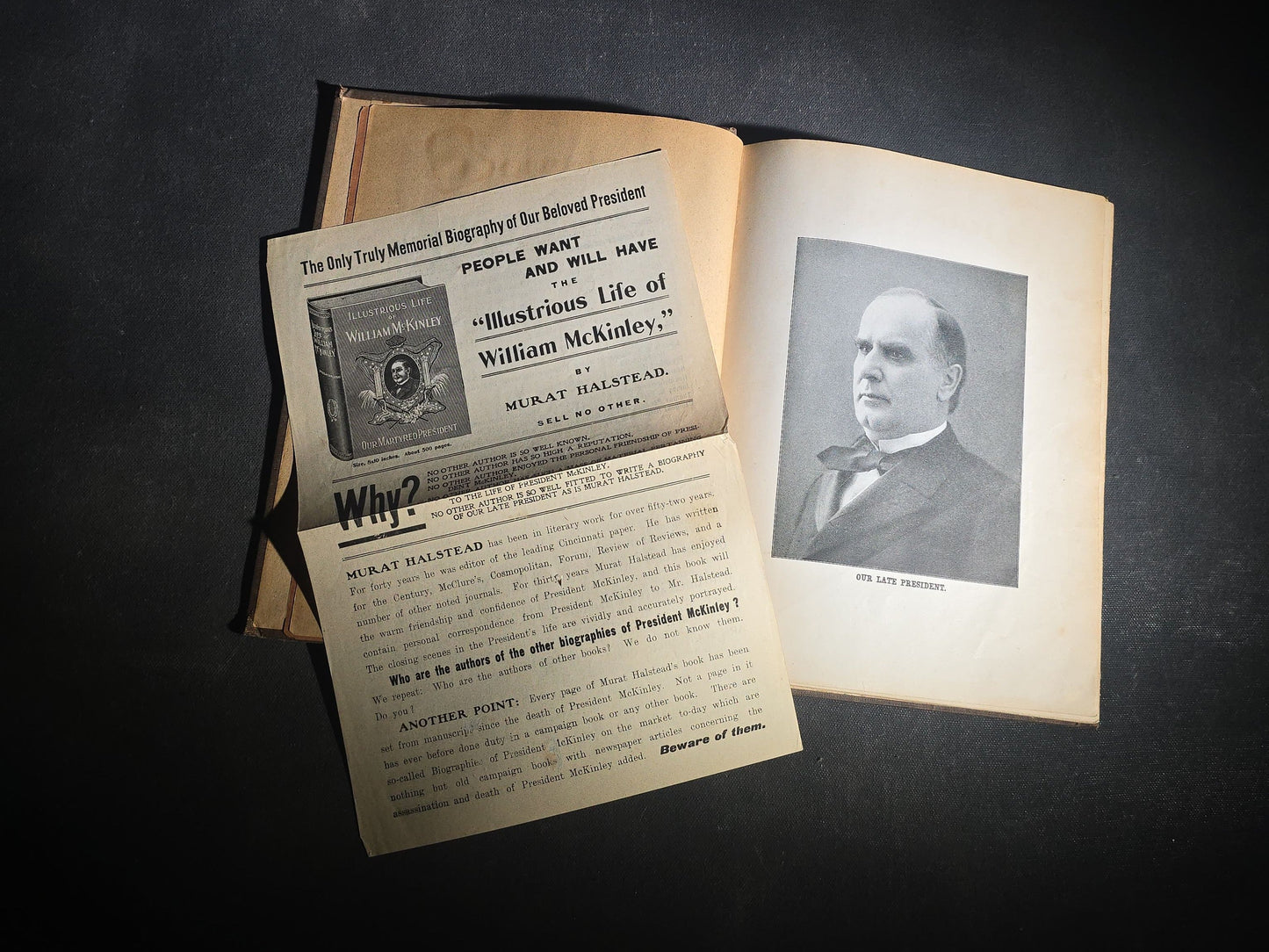 "The Illustrious Life of William McKinley, Our Martyred President" Antique Salesman's Dummy Prospectus by Murat Halstead, Published by World Publishing Co., Buffalo, New York, 1901