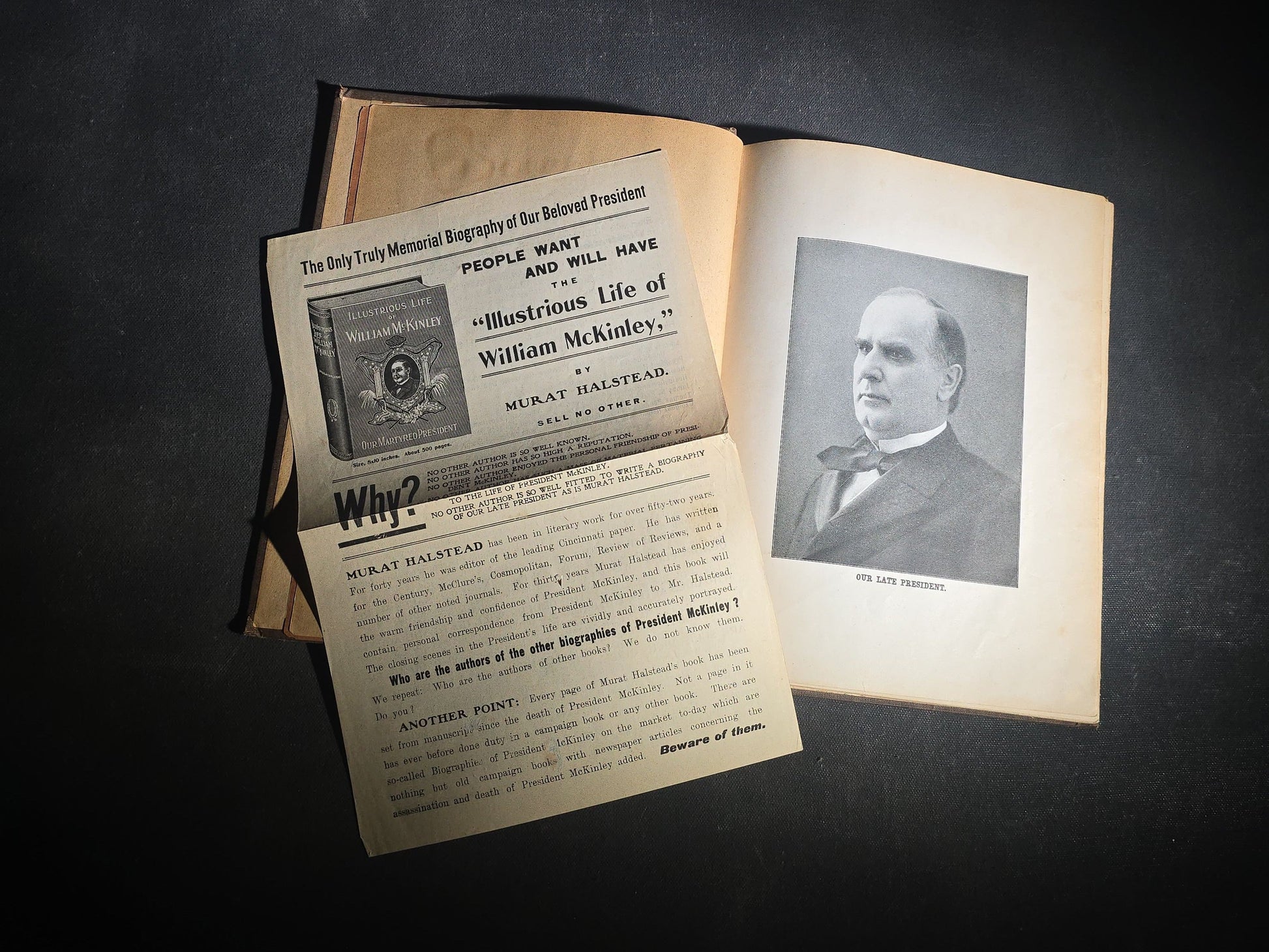 "The Illustrious Life of William McKinley, Our Martyred President" Antique Salesman's Dummy Prospectus by Murat Halstead, Published by World Publishing Co., Buffalo, New York, 1901