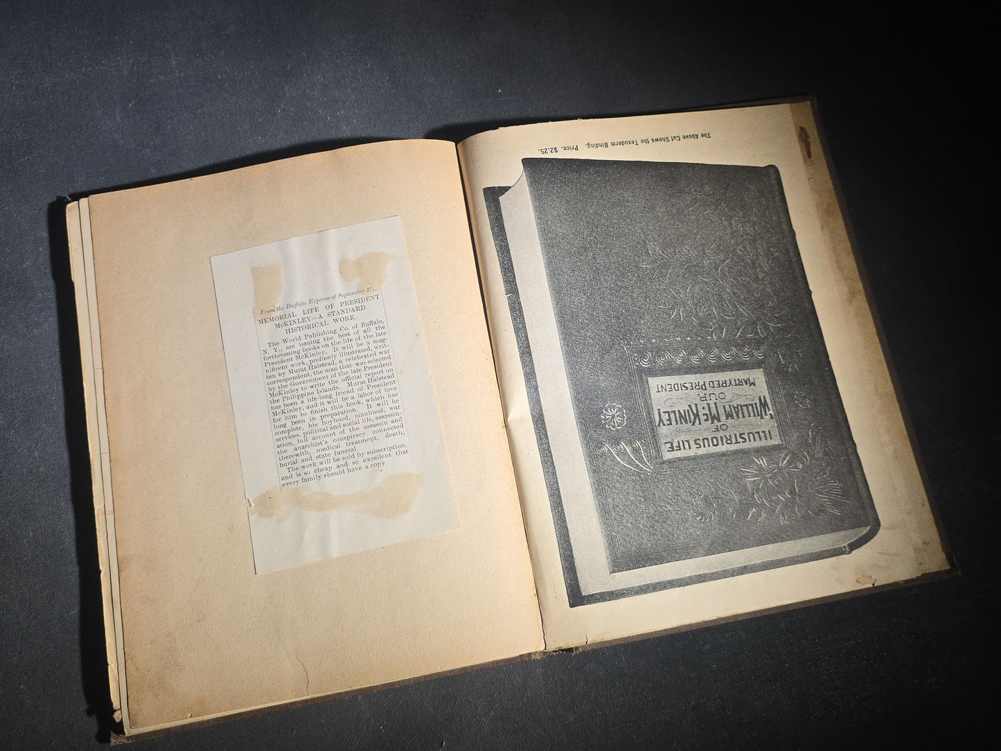 "The Illustrious Life of William McKinley, Our Martyred President" Antique Salesman's Dummy Prospectus by Murat Halstead, Published by World Publishing Co., Buffalo, New York, 1901