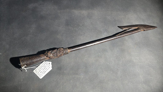 Antique Wrought Iron Toggle Harpoon Head with Remaining Rope Work at Shaft, Mid-19th Century