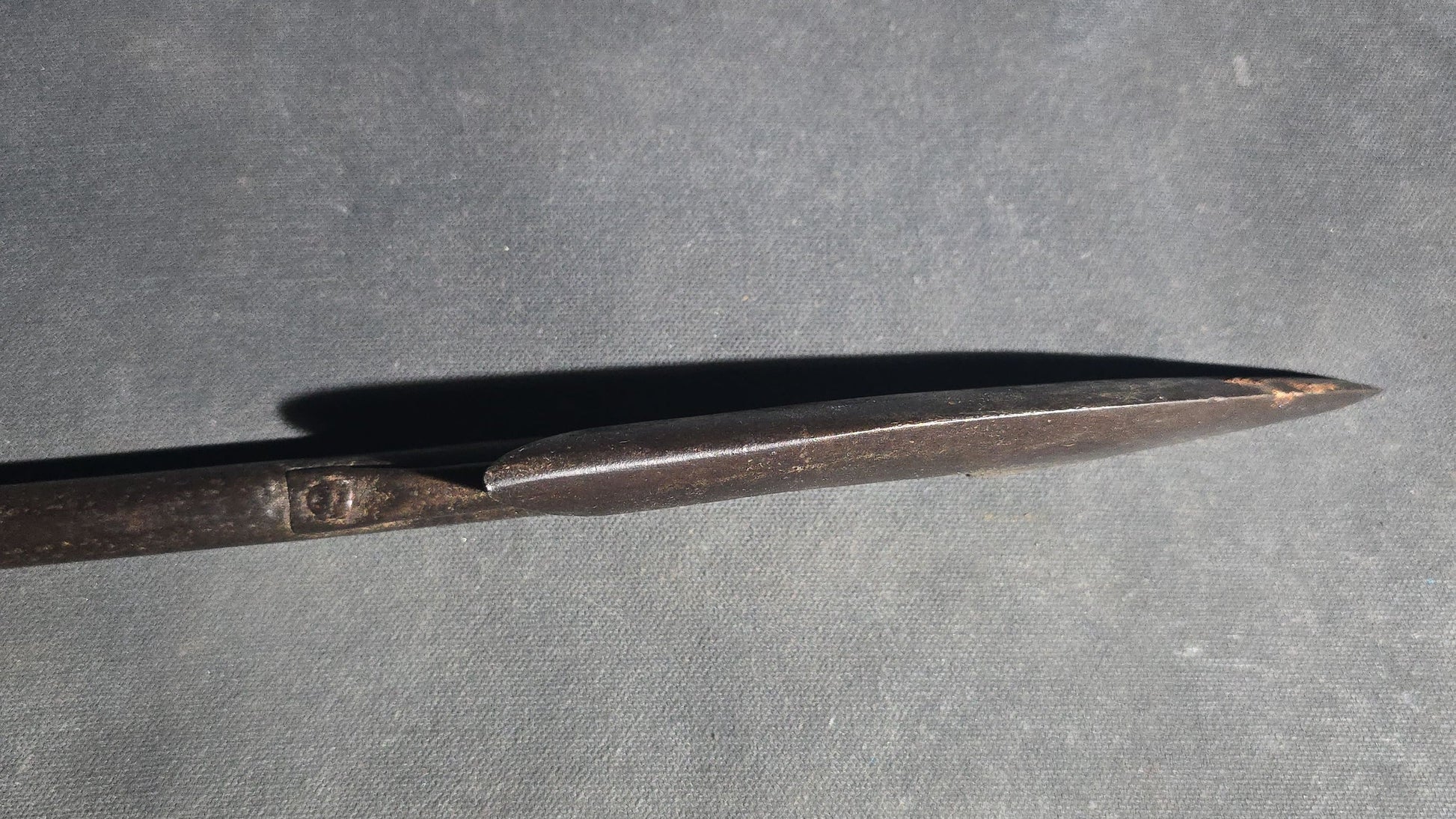 Antique Wrought Iron Toggle Harpoon Head with Remaining Rope Work at Shaft, Mid-19th Century