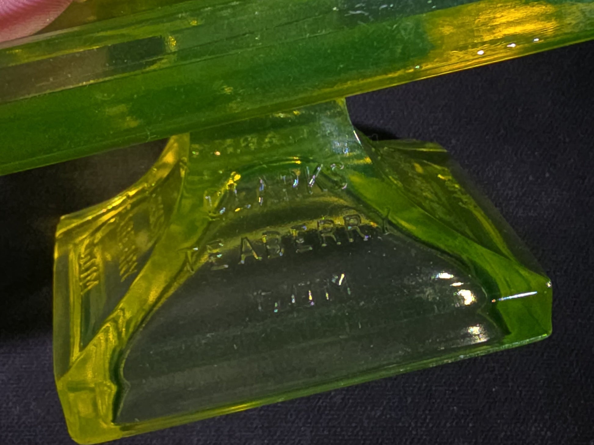 Pair of Antique Clark's Teaberry Gum Uranium Glass Pedestal Store Display Stands Advertising, UV Reactive