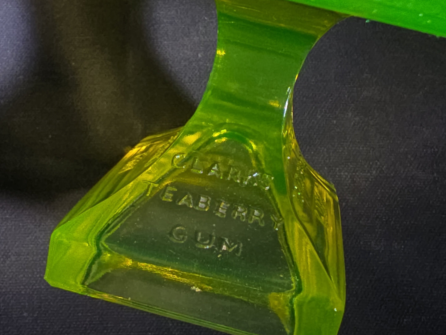 Pair of Antique Clark's Teaberry Gum Uranium Glass Pedestal Store Display Stands Advertising, UV Reactive