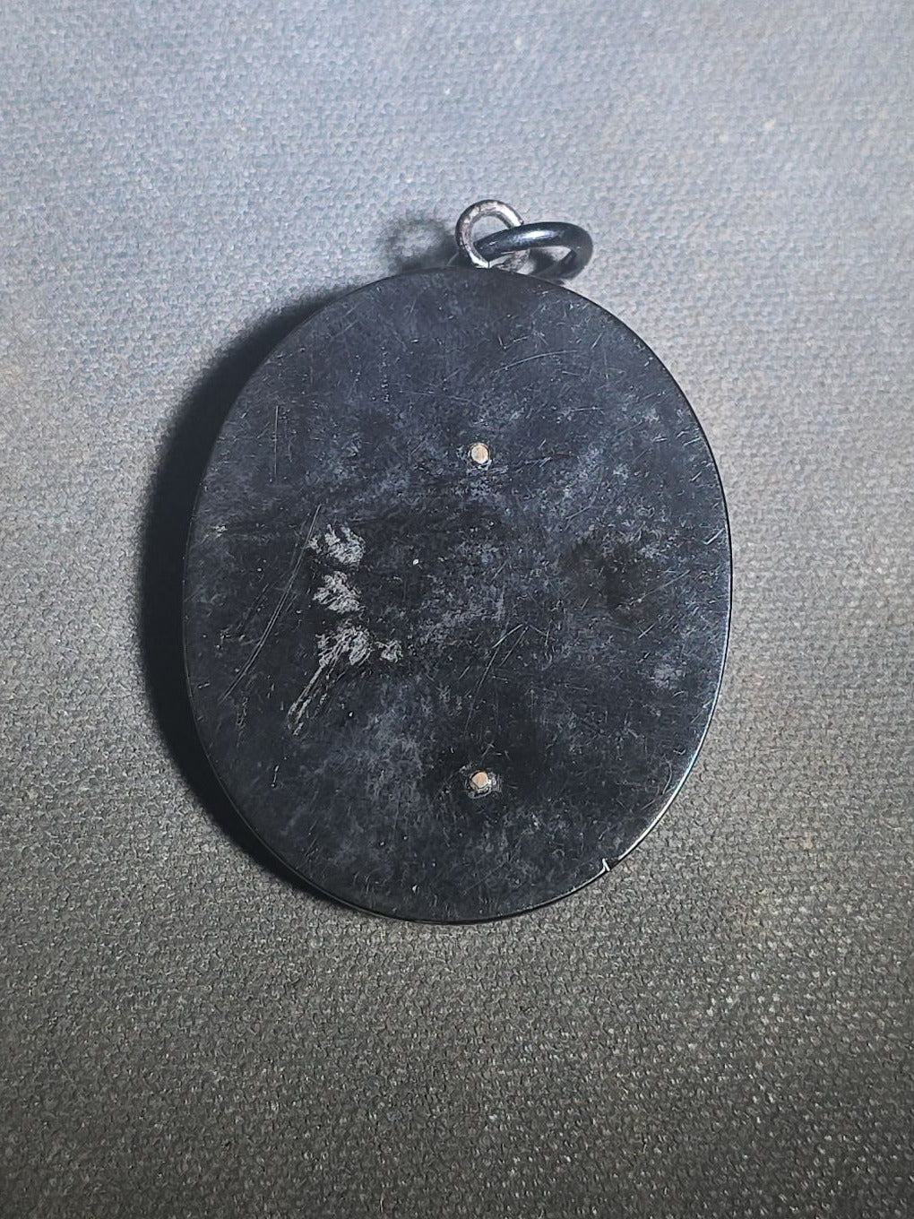 Antique Victorian Mourning Pendant with Carved Rose Motif and Bail