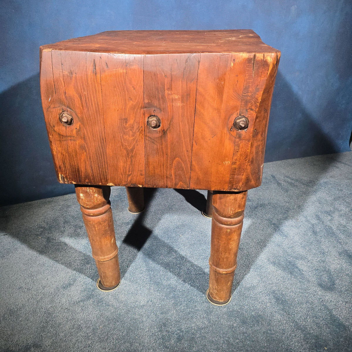 Antique Butcher Block on Four Turned Legs