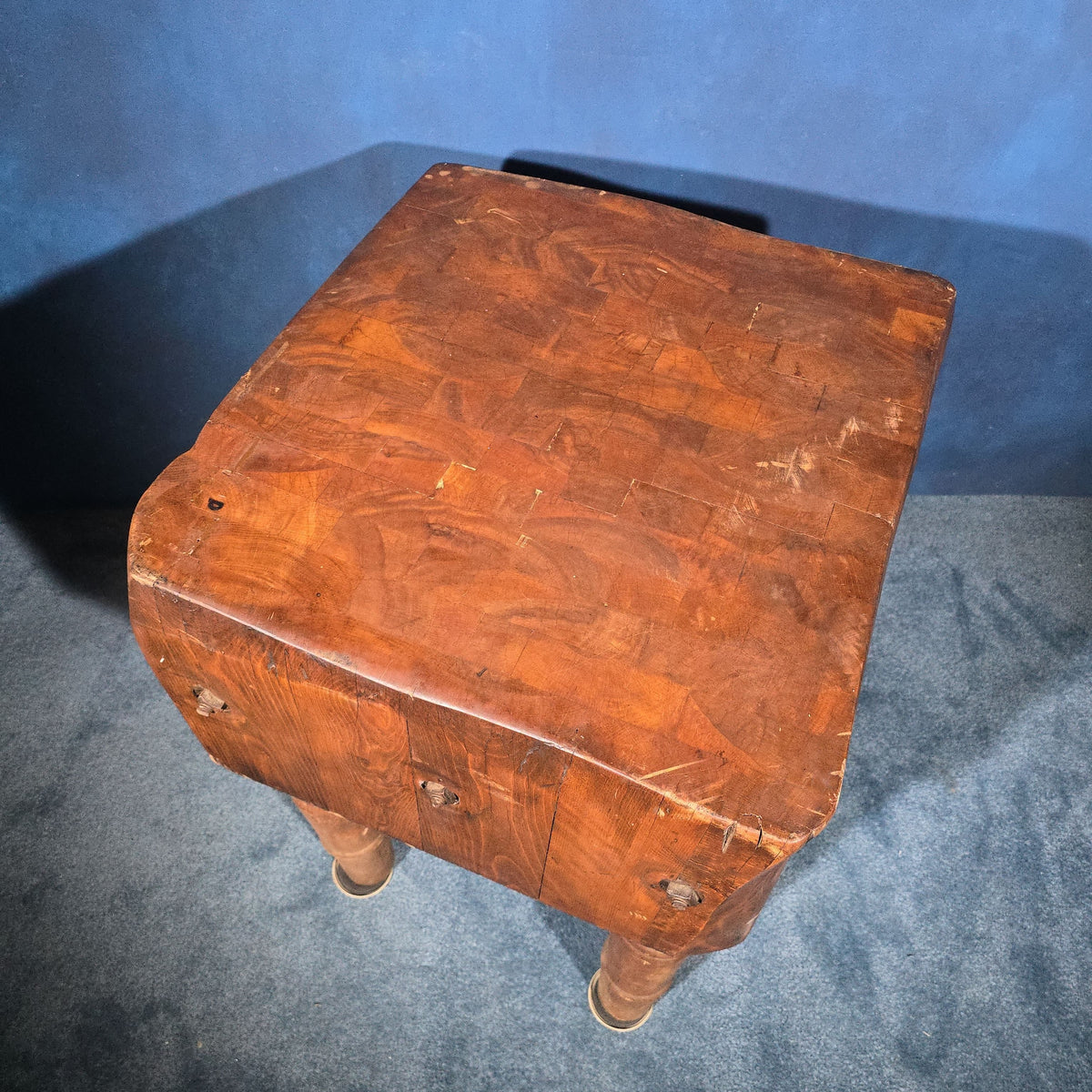Antique Butcher Block on Four Turned Legs