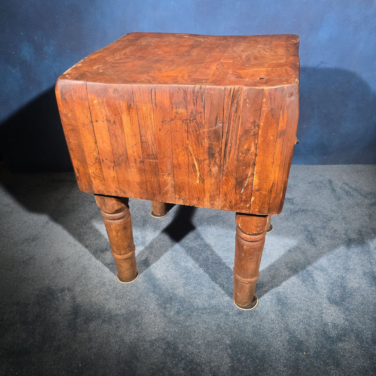 Antique Butcher Block on Four Turned Legs