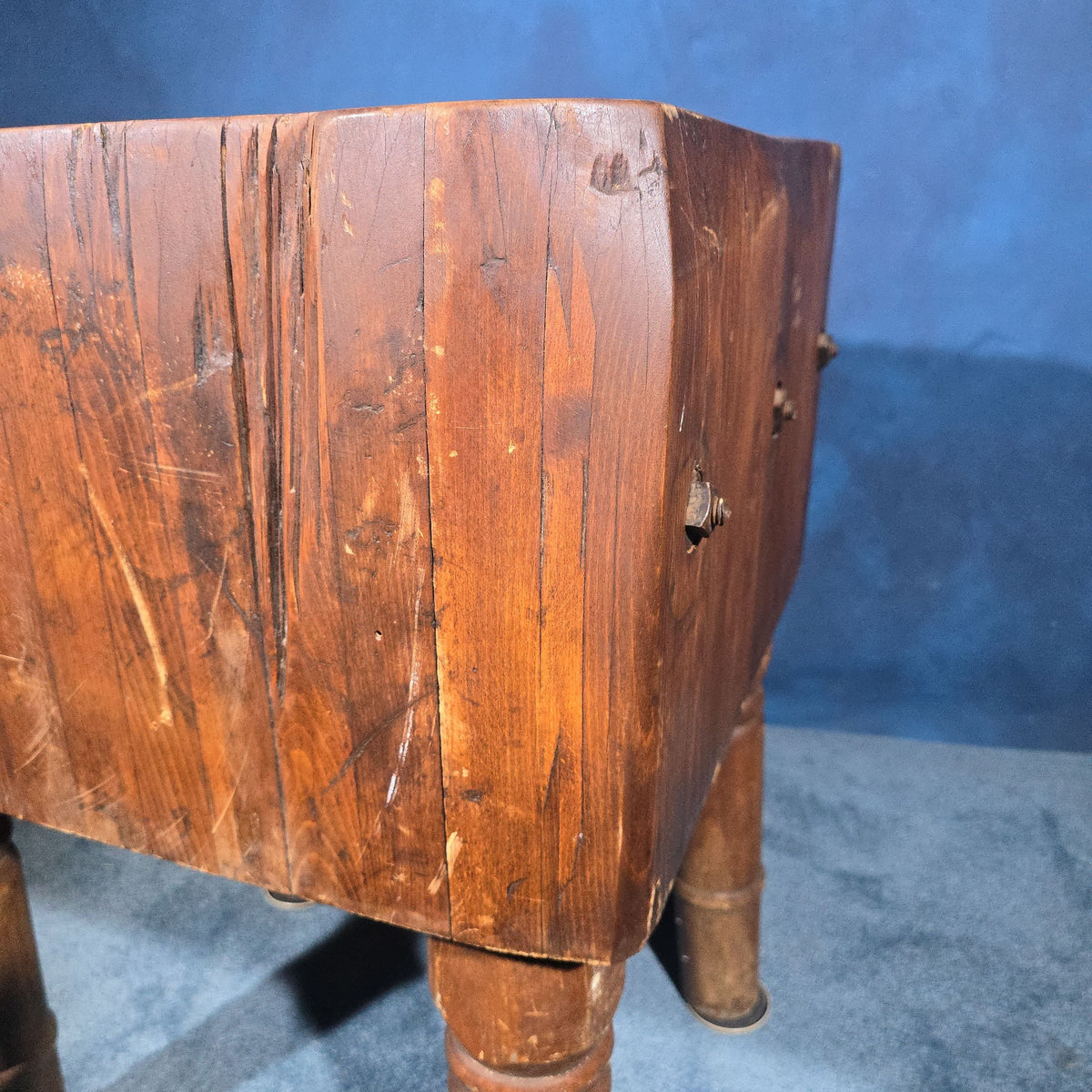 Antique Butcher Block on Four Turned Legs