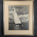Lot 043 - Vintage Framed Black and White Photograph of the Sailboat "Indigo" Under Sail, Photographed by Alex Thiel, Signed, 21-1/8" W x 24-5/8" H