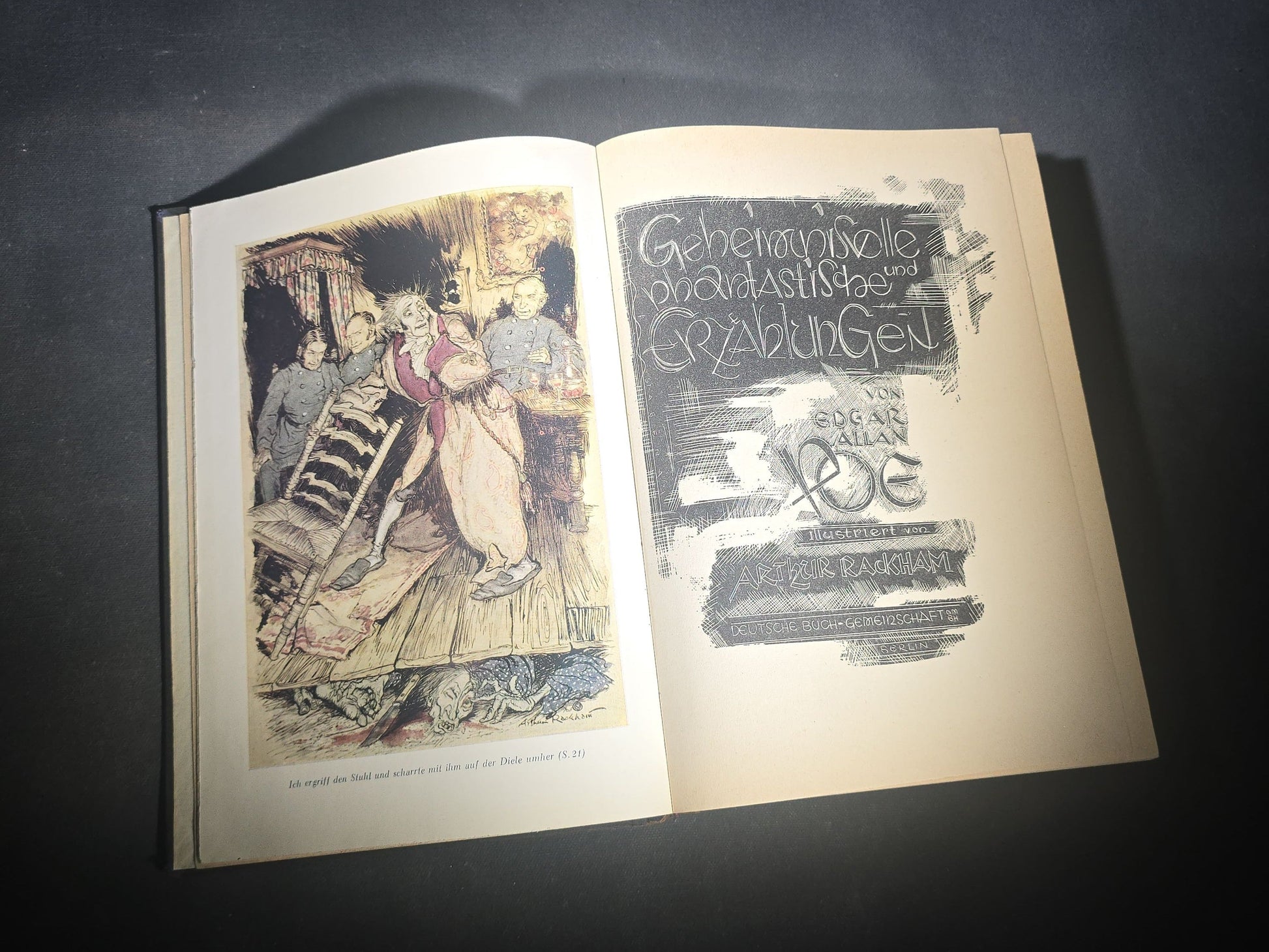 "Geheimnisvolle und Phantastische Erzahlungen" ("Mysterious and Fantastic Tales") Vintage German-Language Edgar Allan Poe Book, Illustrated by Arthur Rackham, Published by Deutsche Buch-Gemeinschaft, Berlin, Germany, 1930s