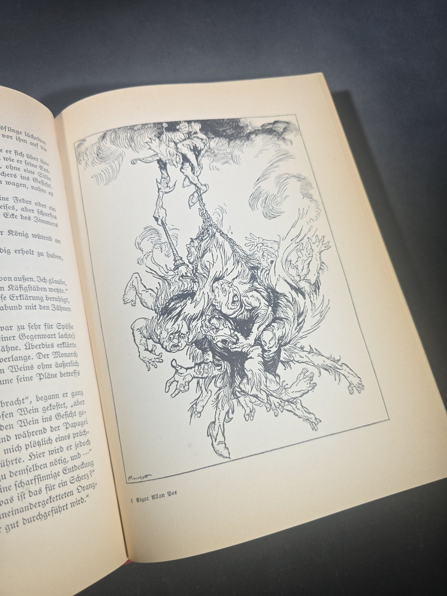 "Geheimnisvolle und Phantastische Erzahlungen" ("Mysterious and Fantastic Tales") Vintage German-Language Edgar Allan Poe Book, Illustrated by Arthur Rackham, Published by Deutsche Buch-Gemeinschaft, Berlin, Germany, 1930s