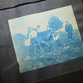 Lot 015 - Antique Cyanotype Photo Album Containing Nine Cyanotype Photographs Including Comic Scene with Cow, Colonial House, River Rapids, Park Pond, and Orchard Landscape